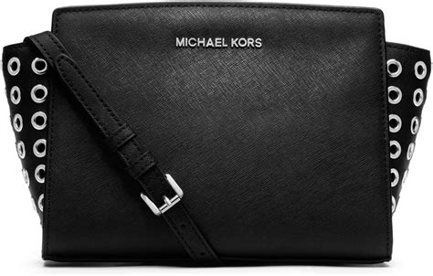 Michael Kors Selma Grommet Medium Messenger Bag in Black